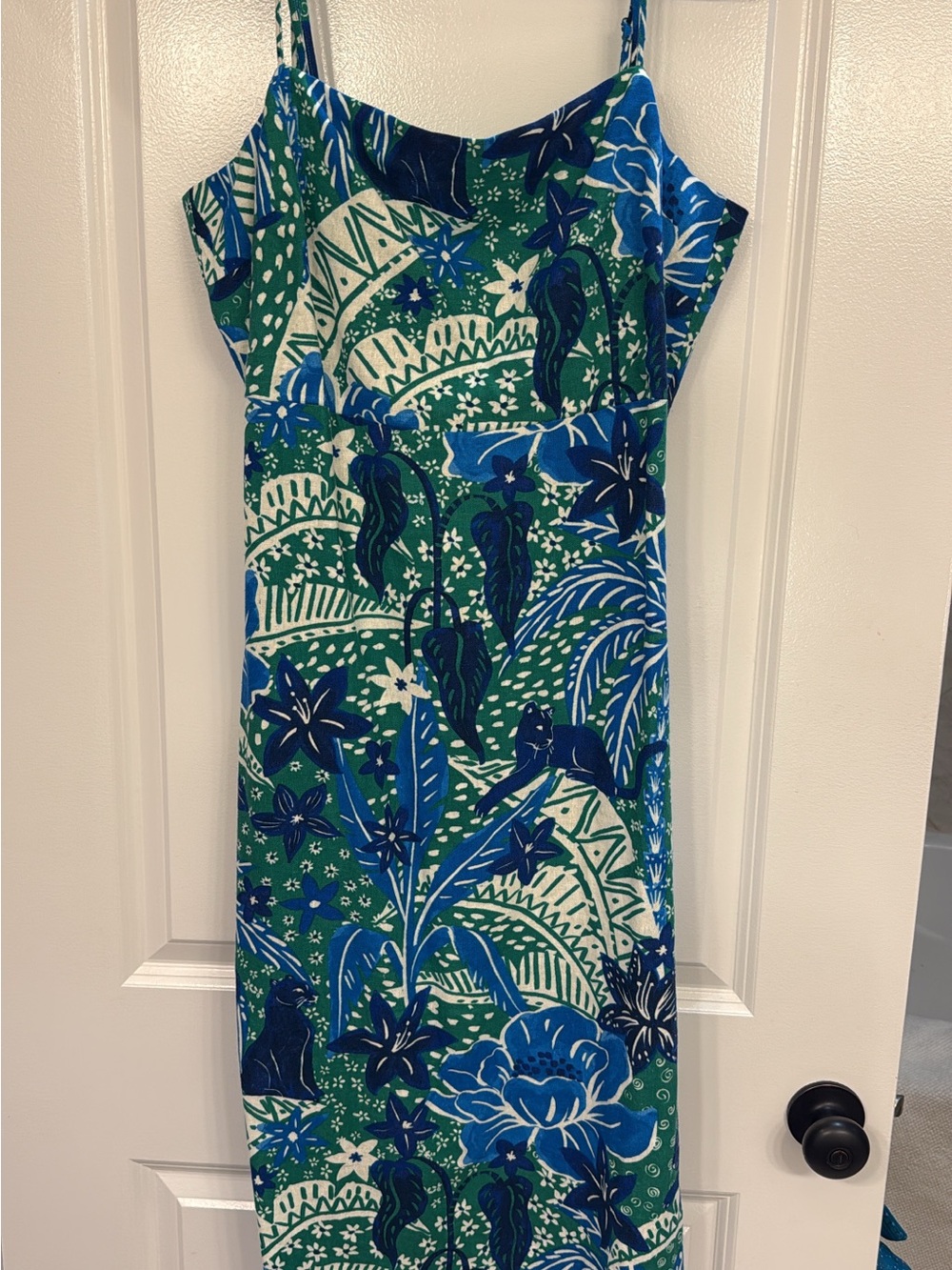 Rachel Zoe Blue and Green Floral Midi Dress